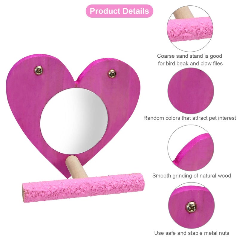 Litewoo Bird Parrot Mirror with Perch Natural Wood Swing Colorful Sand Grind Paw Trim Beak for Small Parrot Parakeet Cockatiel Lovebird Conure Finch Budgie - Image 4